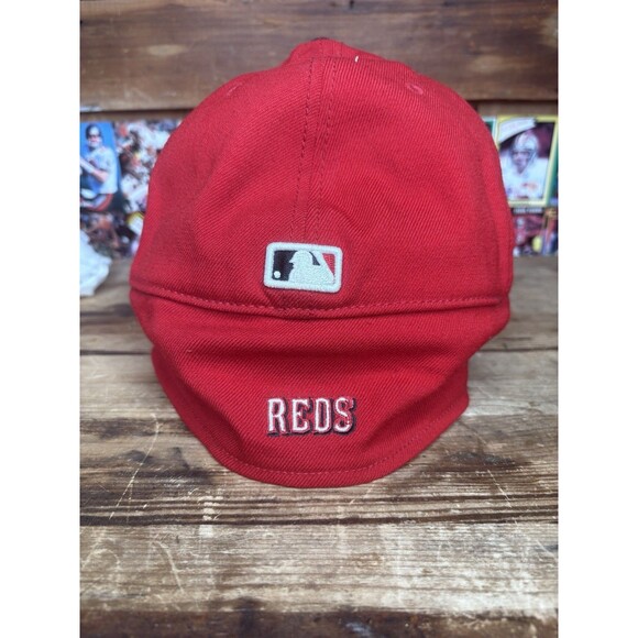 New Era Cincinnati Reds Hat Cap Med - Lrg Winter Fleece Ear Flaps Red MLB - Picture 3 of 5